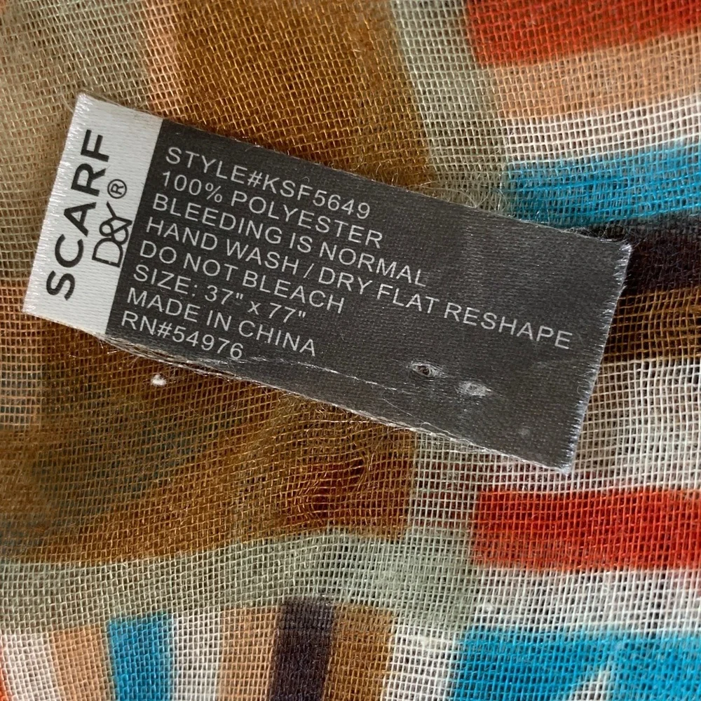 Southwestern print scarf brown, tan, orange, turquoise